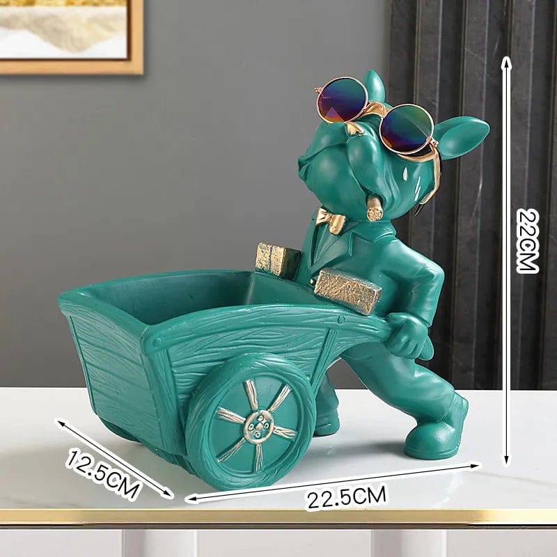 Statue Bouledogue Français Avec Brouette - One PETS-TOP
