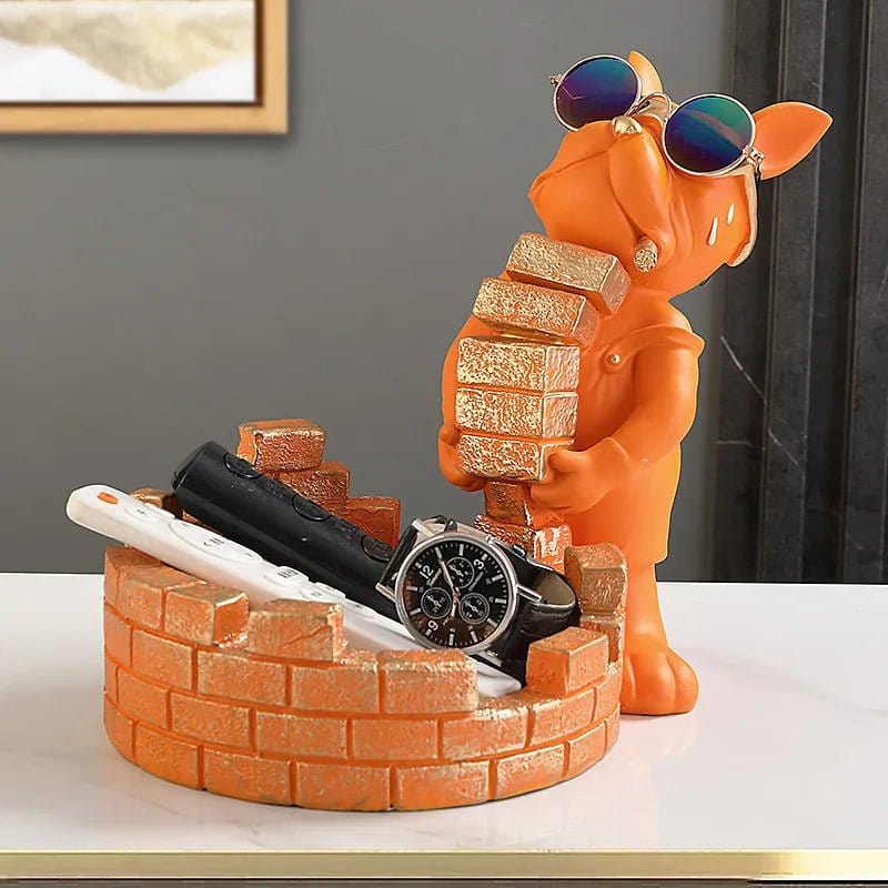 Statue Bouledogue Français Avec Brouette - One PETS-TOP