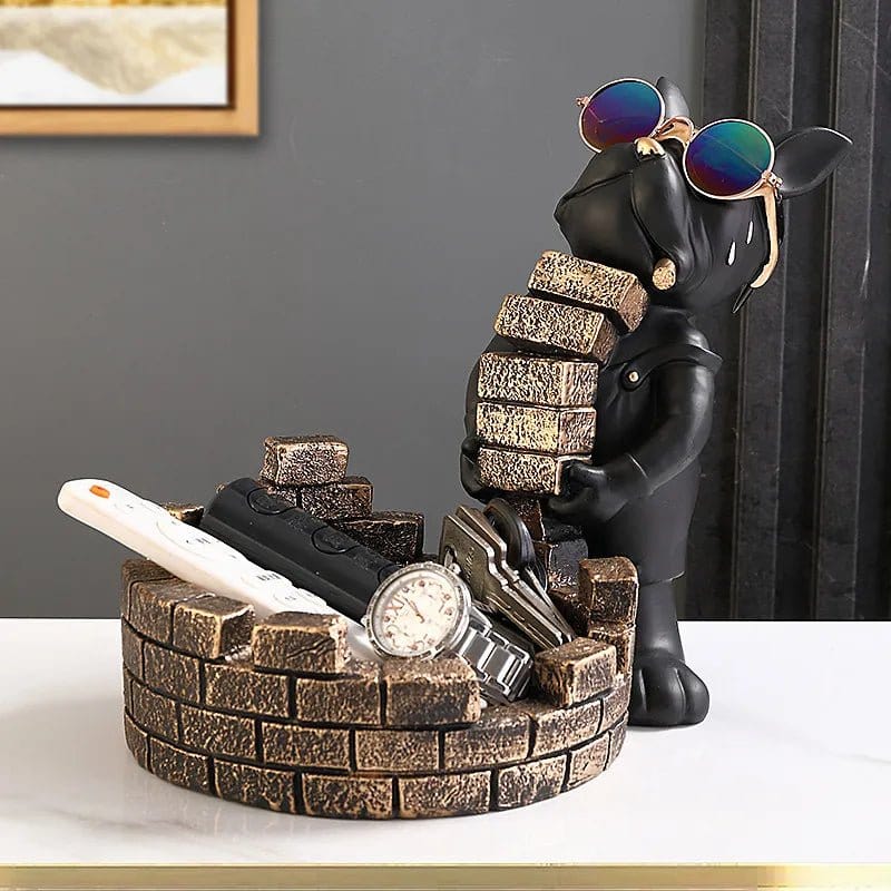 Statue Bouledogue Français Avec Brouette - One PETS-TOP