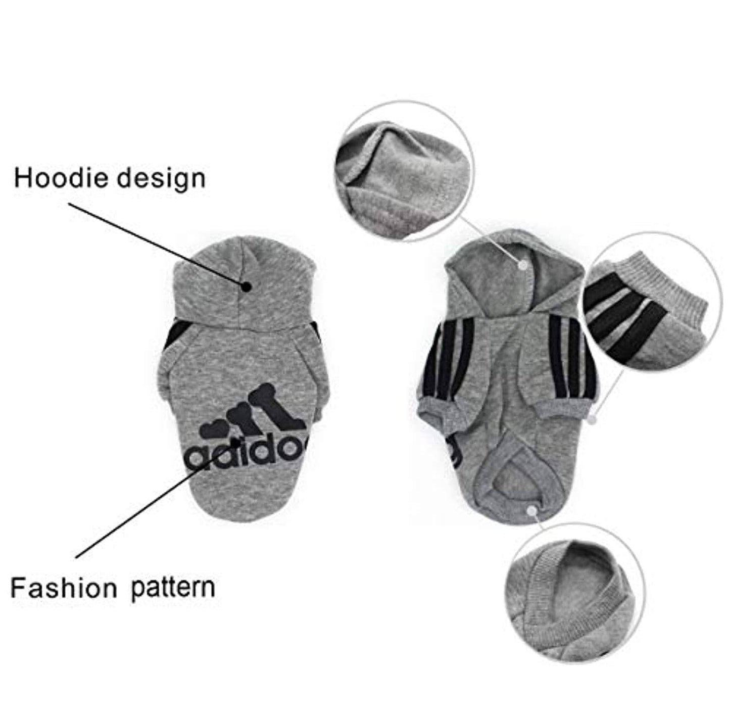 Vêtements Pour Animaux, Adidog Chien Chat À Capuche Vêtements Chiot Pull Chaud À Capuche Chaud Qicheng & Lys (Gris, L) - One PETS-TOP
