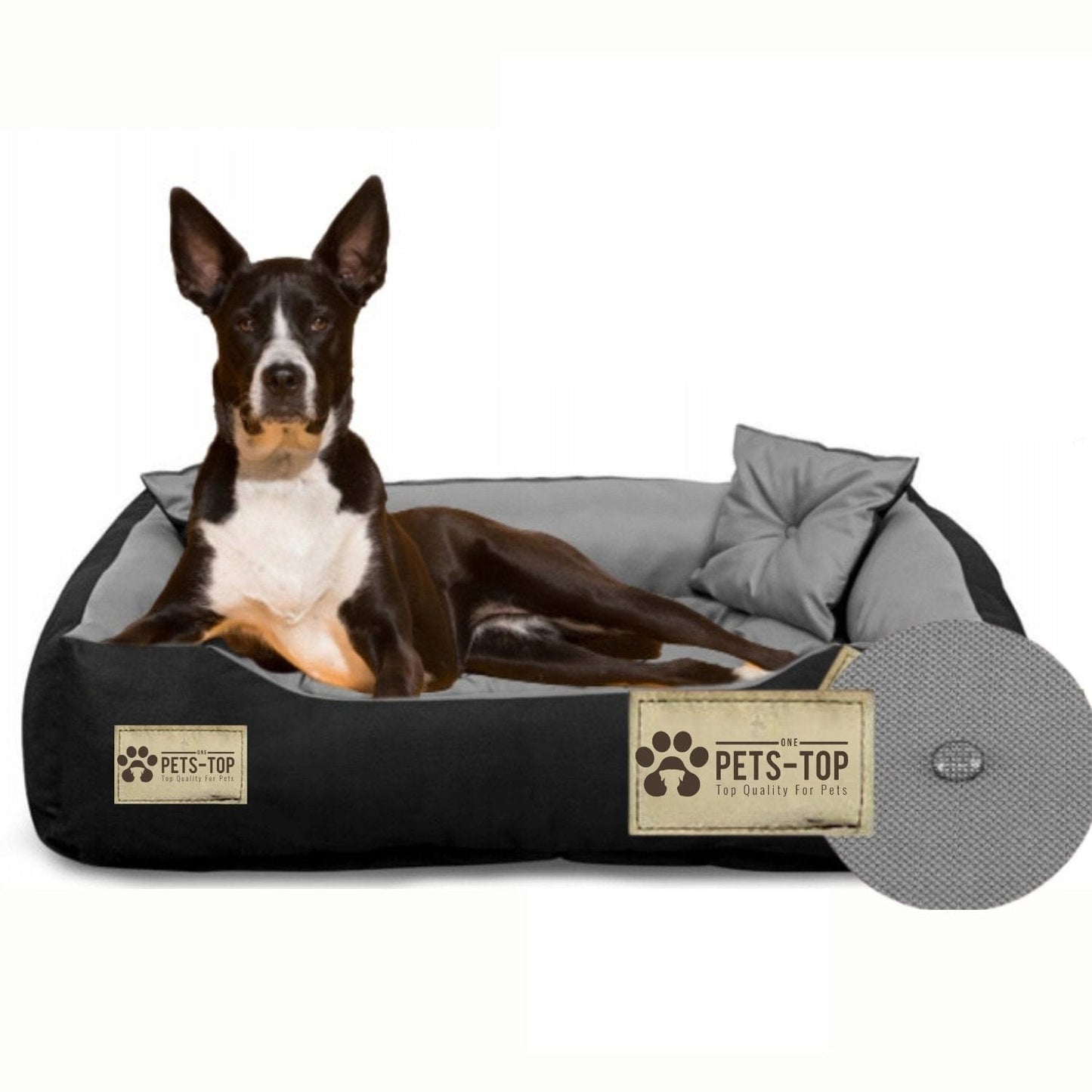 Panier Airflex Imperméable Confort Ergonomique, Respirant Noir et Gris / Intérieures 115x90 cm // Extérieures 130x105 cm One PETS-TOP