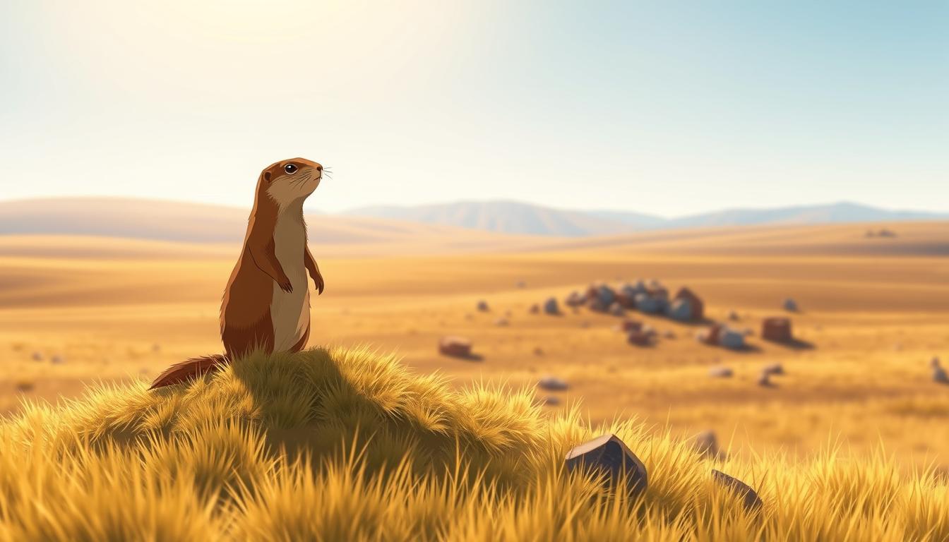 Chien de prairie dans son habitat naturel