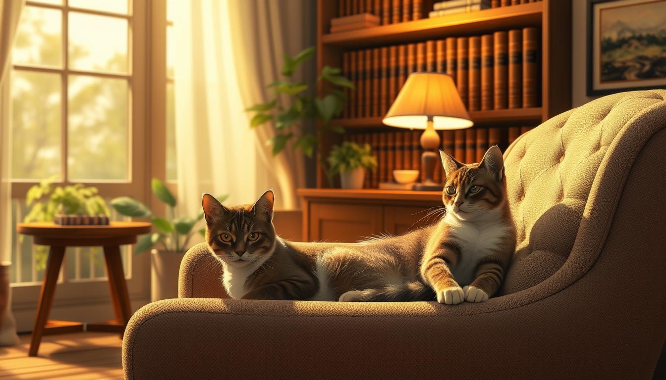 Chat American Curl dans un intérieur chaleureux
