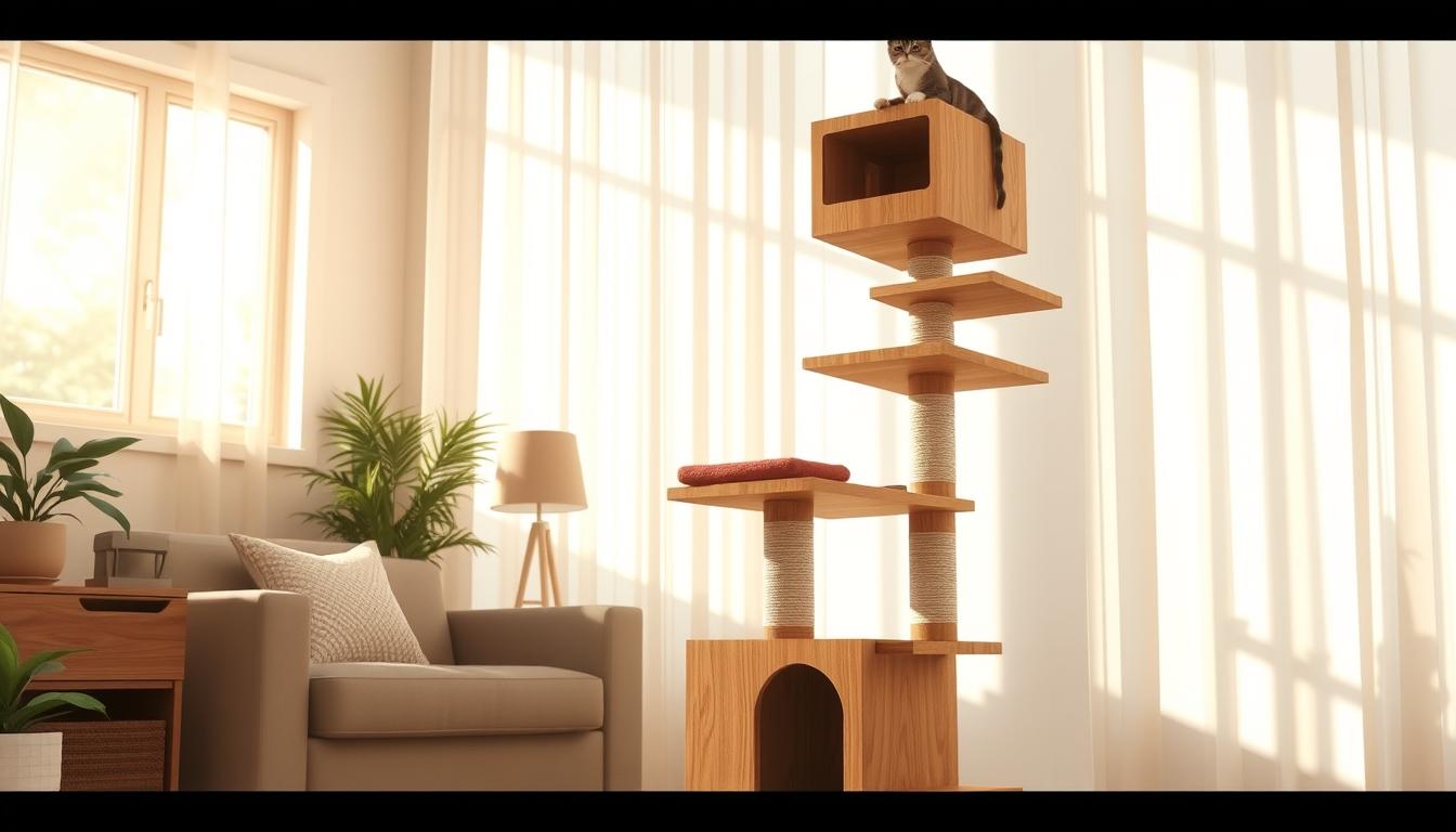 Arbre à chat en bois design élégant
