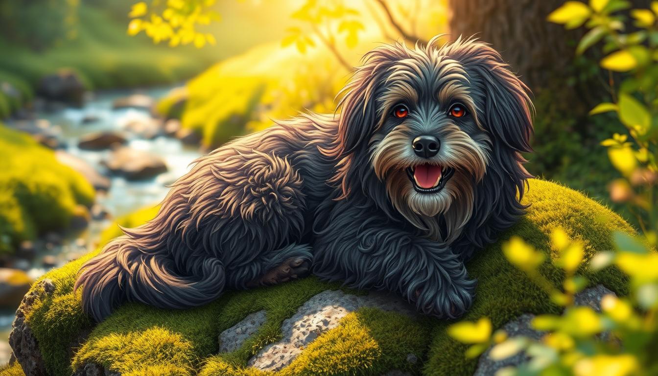 Chien Bergamasco heureux dans son environnement