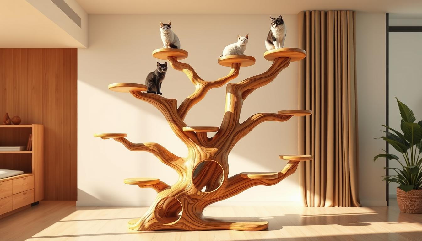 Arbre à chat design en bois pour un confort optimal 😊 - One PETS-TOP