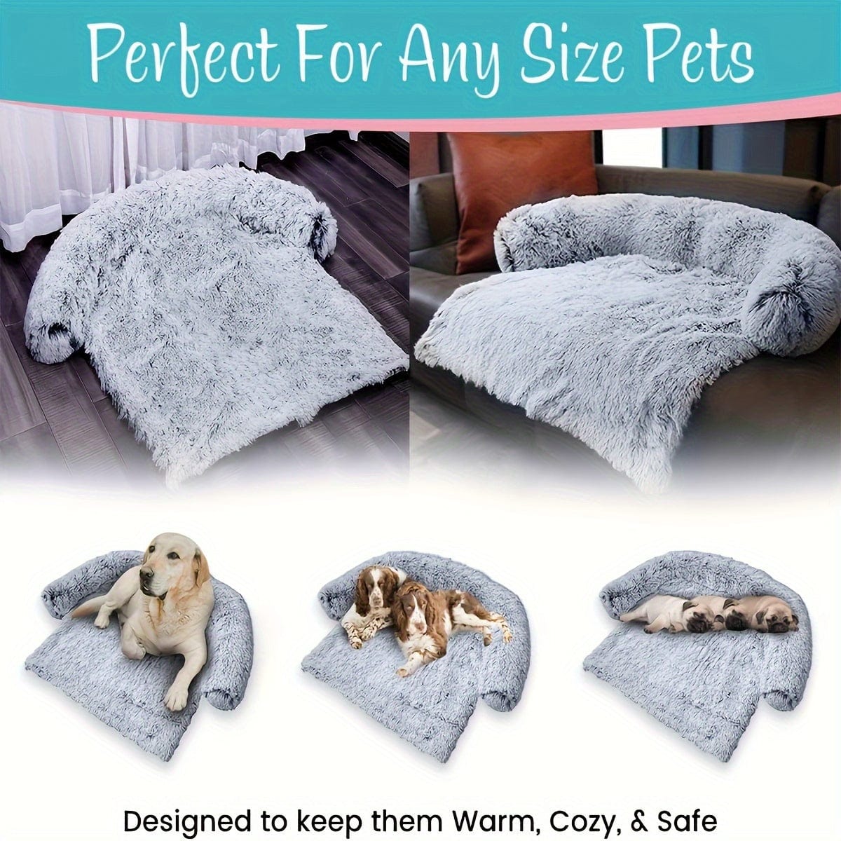 1pc pet sofa protective plush dog cushion sofa cat and dog sofa bed with soft neck cushion, dual-purpose pet bed dog sofa bed, dog sofa cushion universal for all seasons suitable for large, medium and small cats and dogs One PETS-TOP