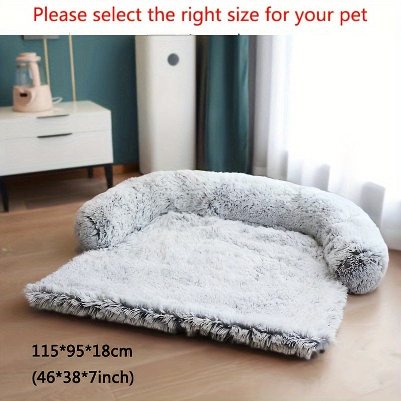 1pc pet sofa protective plush dog cushion sofa cat and dog sofa bed with soft neck cushion, dual-purpose pet bed dog sofa bed, dog sofa cushion universal for all seasons suitable for large, medium and small cats and dogs Light Grey / L-115x95x18cm/(51.2x41.3x7)in One PETS-TOP