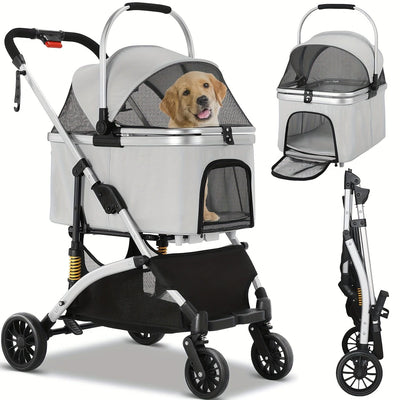 Poussette pliable 3-en-1 pour chats & petits chiens – Jusqu’à 20 kg