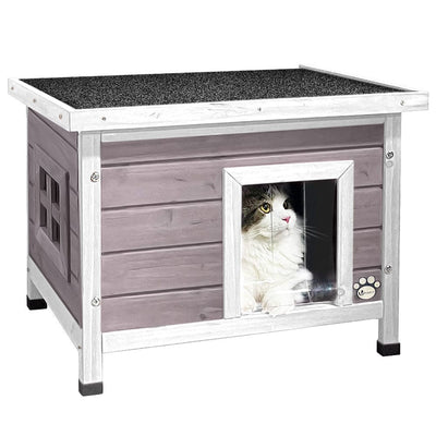 Maison en bois pour chat – Niche intérieure/extérieure avec toit étanche