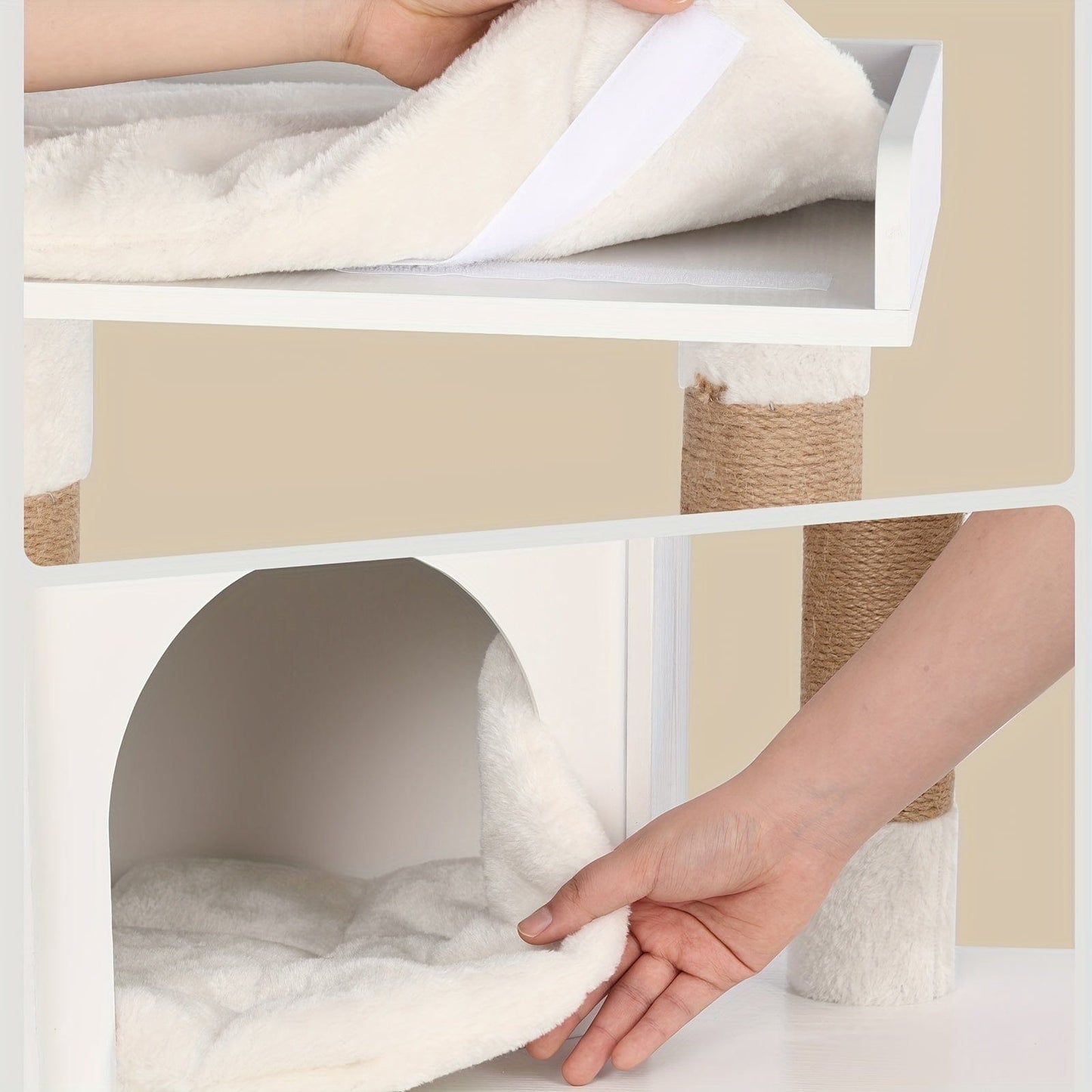 Meuble 4-en-1 chat – Cache-litière, arbre à chat & condo multi-niveaux