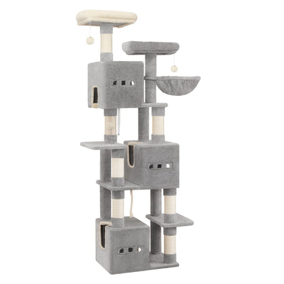 Arbre à chat XXL 193 cm – Multi-niveaux, 3 niches, hamac & griffoirs