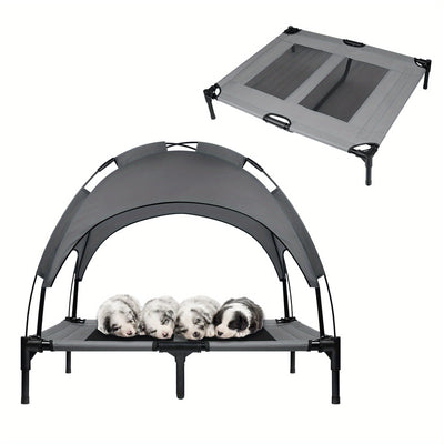 Lit surélevé pour chien avec auvent – Couchage portable intérieur/extérieur
