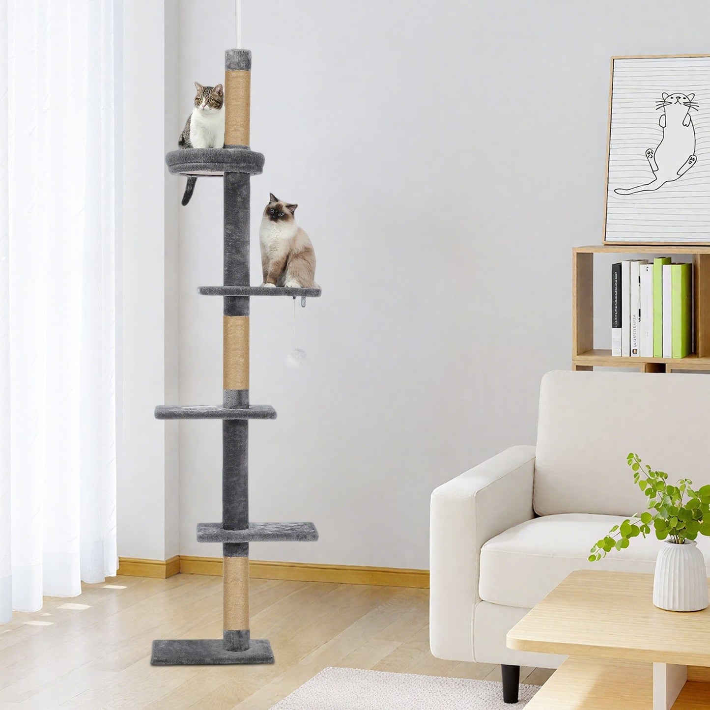 Arbre à chat 5 niveaux réglable – Tour XXL du sol au plafond 260 cm