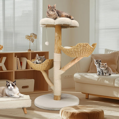 Arbre à chat 110 cm – Tour multi-niveaux, hamac & perchoirs stables