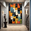 Peinture toile chat mignon – Art mural abstrait coloré déco maison