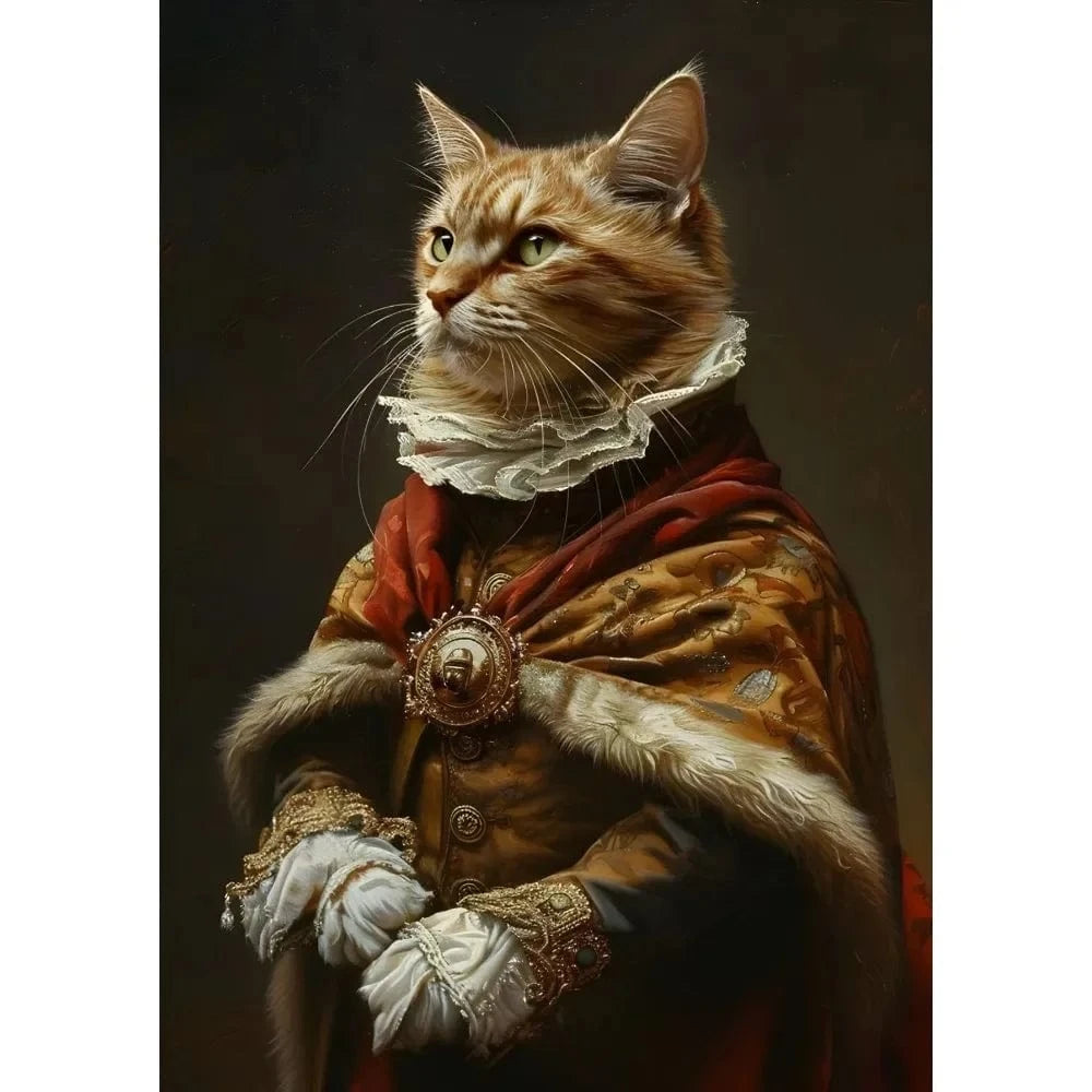 Affiche drôle chat Royal Renaissance – Art mural déco maison salon