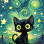 Peinture artistique ciel et chat noir – Décoration maison salon bar PawLuxe™