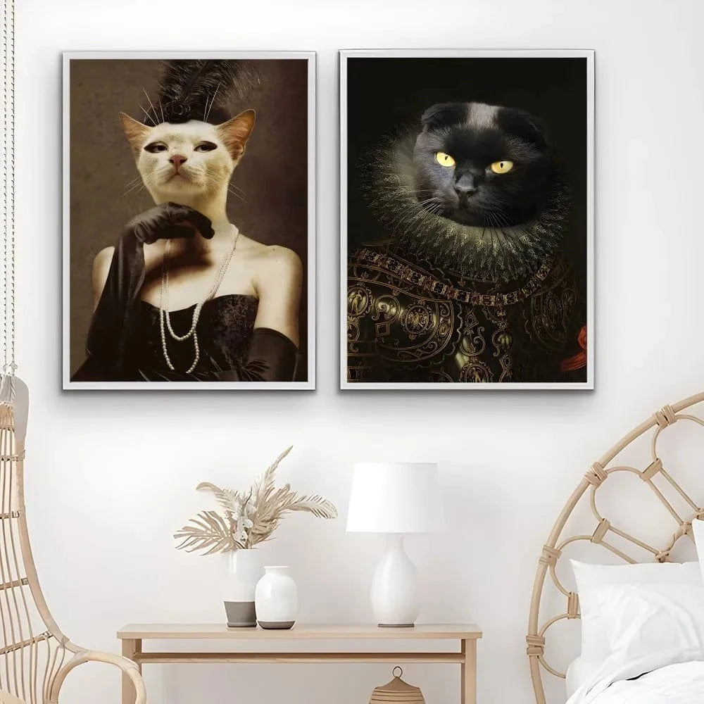 Affiche drôle chat Royal Renaissance – Art mural déco maison salon