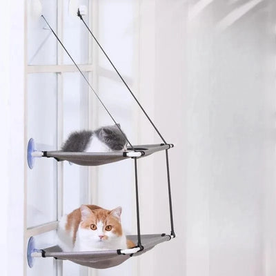 Hamac de fenêtre pour chat – Lit suspendu 2 étages avec ventouses