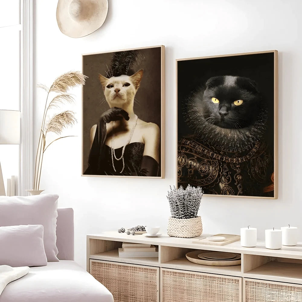 Affiche drôle chat Royal Renaissance – Art mural déco maison salon