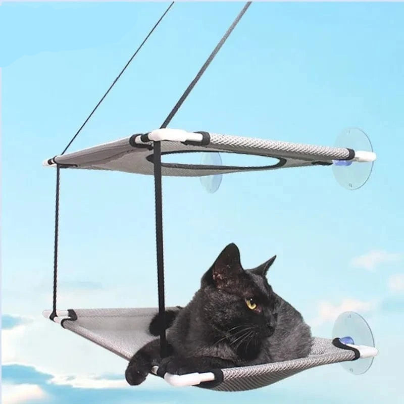 Hamac de fenêtre pour chat – Lit suspendu 2 étages avec ventouses