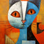 Affiche de chat en Patchwork, motif géométrique abstrait