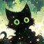 Peinture artistique ciel et chat noir – Décoration maison salon bar PawLuxe™