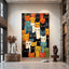 Peinture toile chat mignon – Art mural abstrait coloré déco maison PawLuxe™
