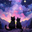 Peinture artistique ciel et chat noir – Décoration maison salon bar PawLuxe™