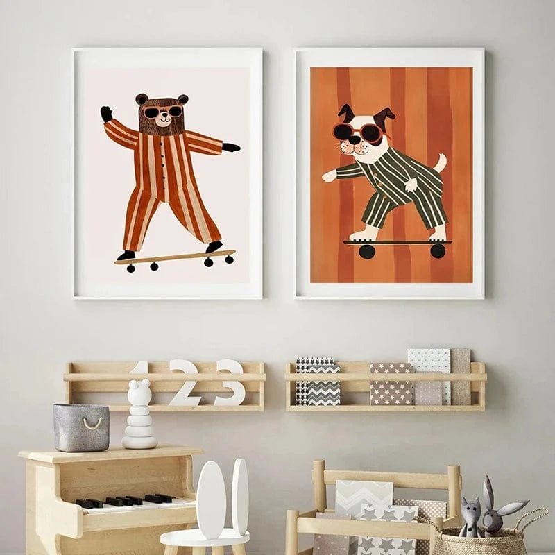 Affiches murales animaux drôles – Lapin, chien, chat, lion, crocodile PawLuxe™