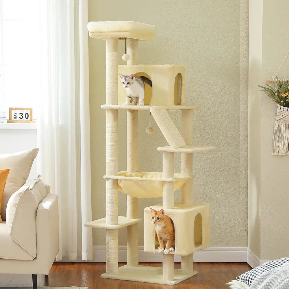 Grand arbre à chat 180cm – Tour avec hamac, griffoir sisal, jouets