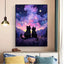 Peinture artistique ciel et chat noir – Décoration maison salon bar PawLuxe™