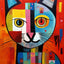Affiche de chat en Patchwork, motif géométrique abstrait