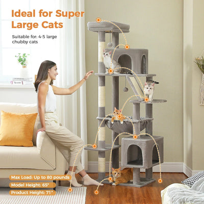 Grand arbre à chat 180cm – Tour avec hamac, griffoir sisal, jouets