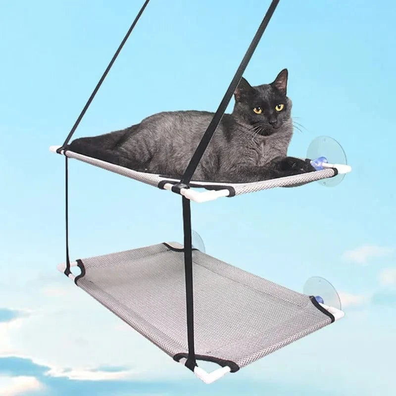 Hamac de fenêtre pour chat – Lit suspendu 2 étages avec ventouses