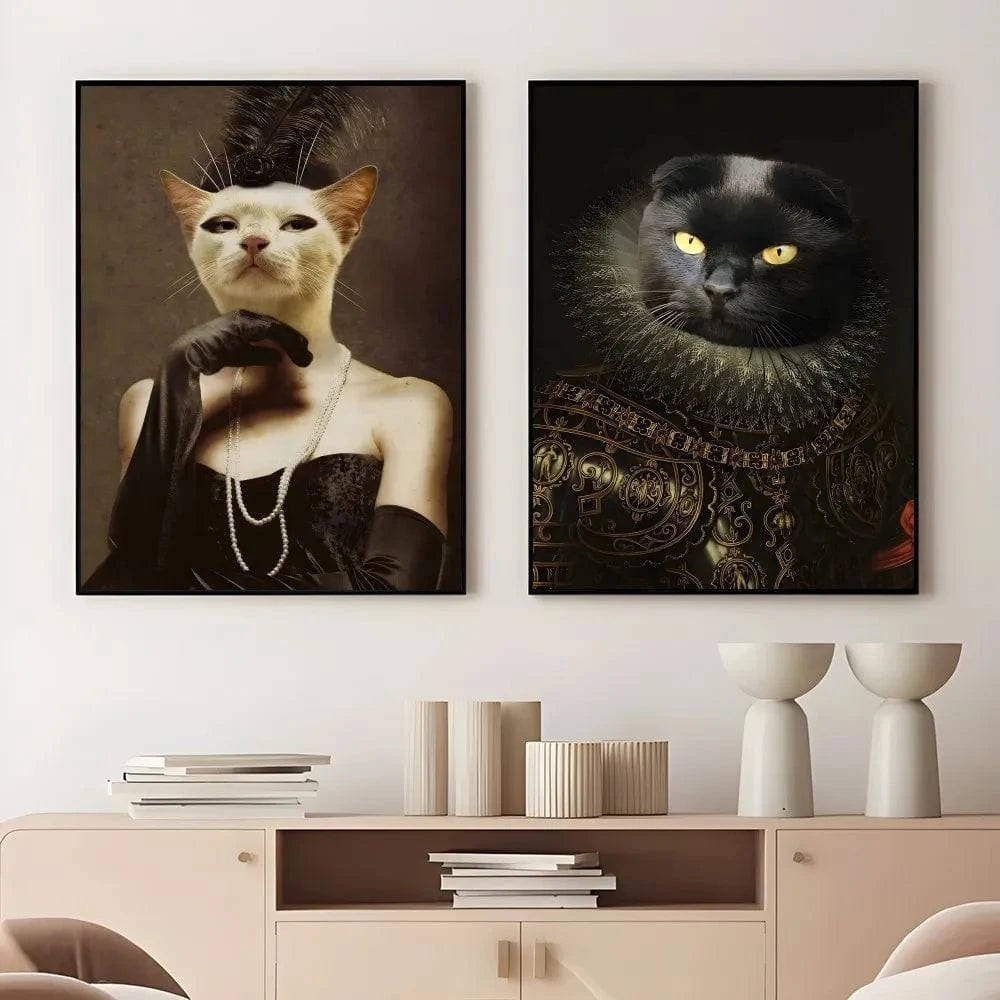 Affiche drôle chat Royal Renaissance – Art mural déco maison salon
