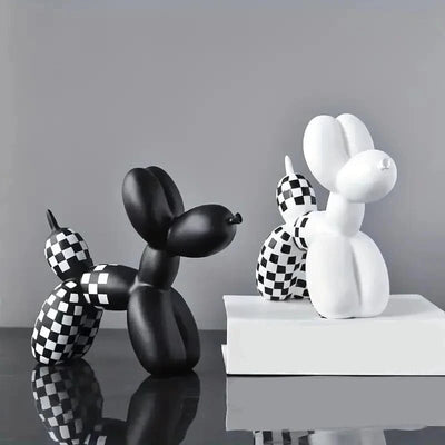 Sculpture chien ballon moderne noir et blanc – Décoration design