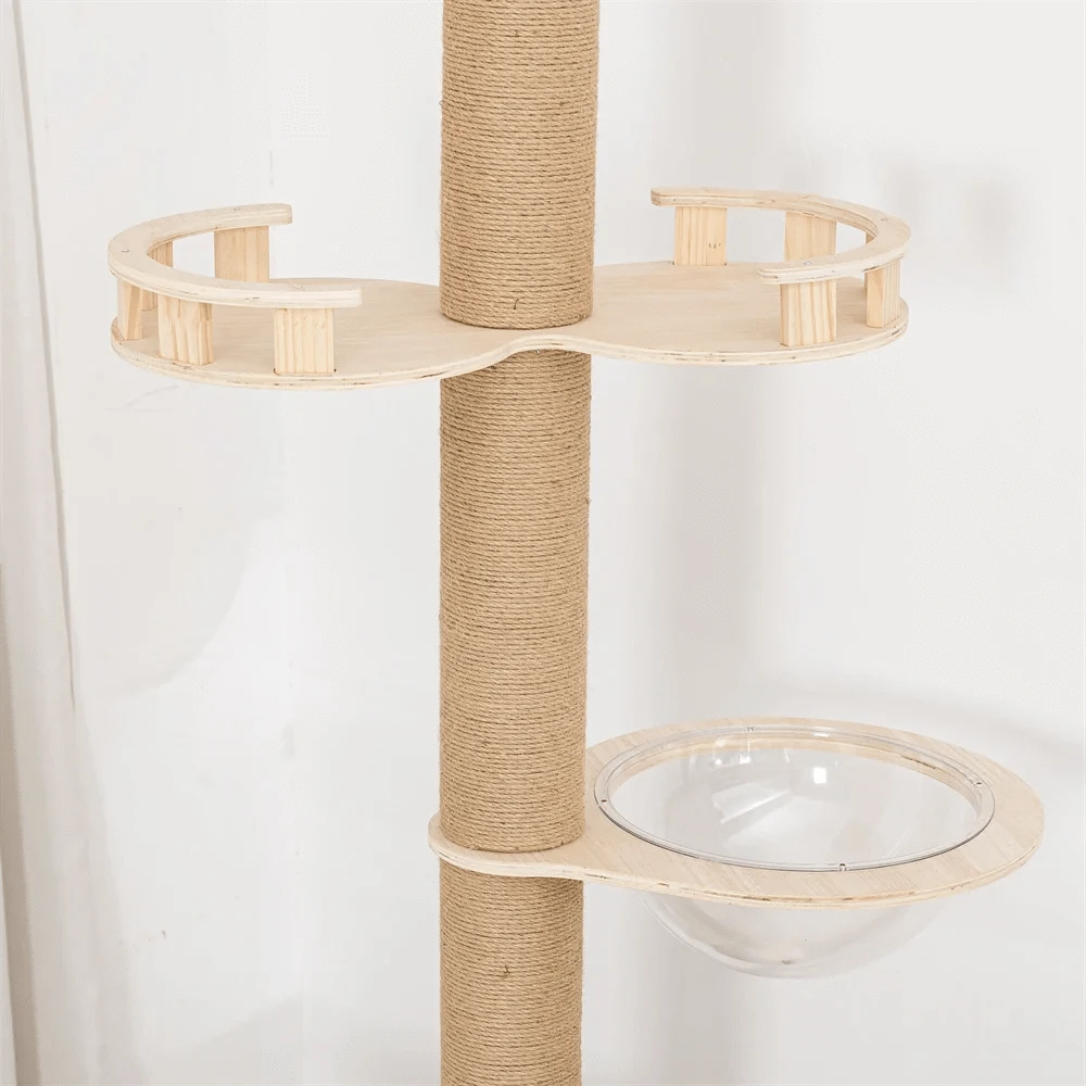 Maison d’arbre réglable chat – Tour du sol au plafond avec hamac