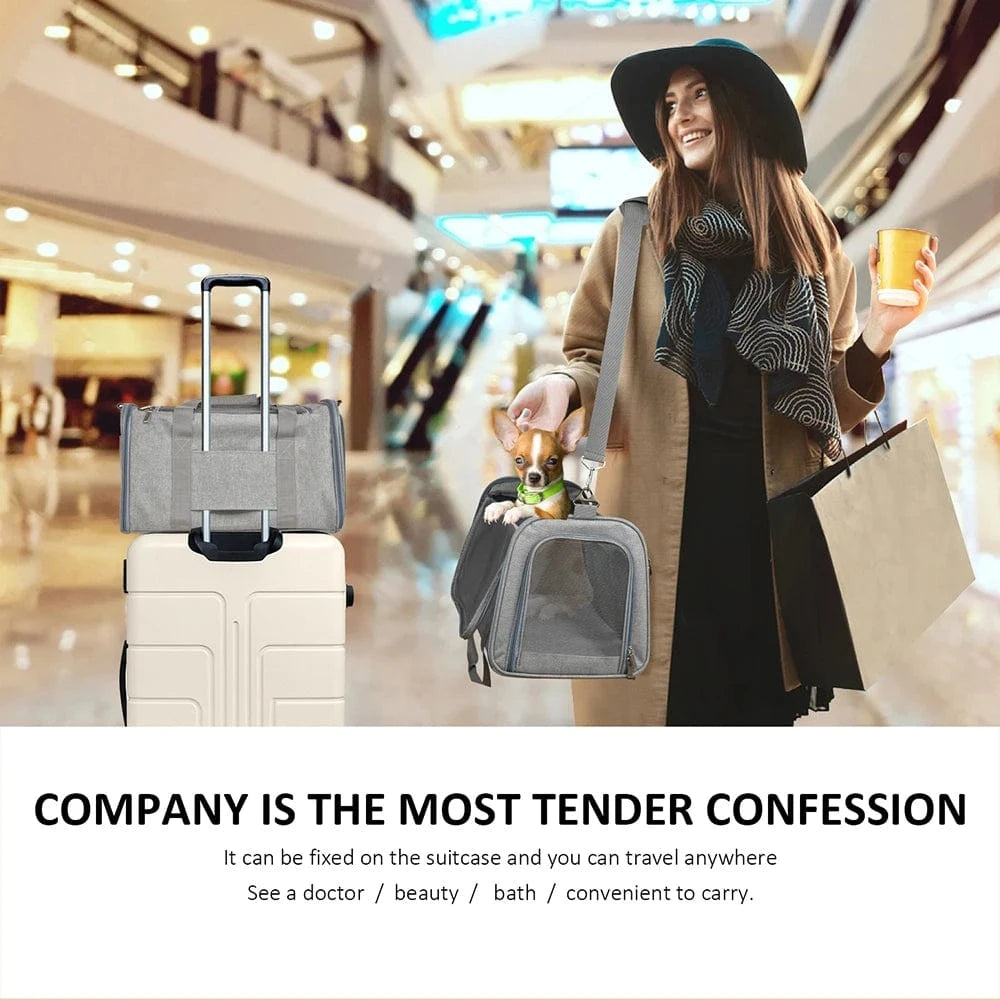 Sac de Transport pour Chien & Chat – Sac à Dos Latéral Souple, Voyage & Avion ✈ | Transport Animaux de Compagnie Confortable et Sécurisé