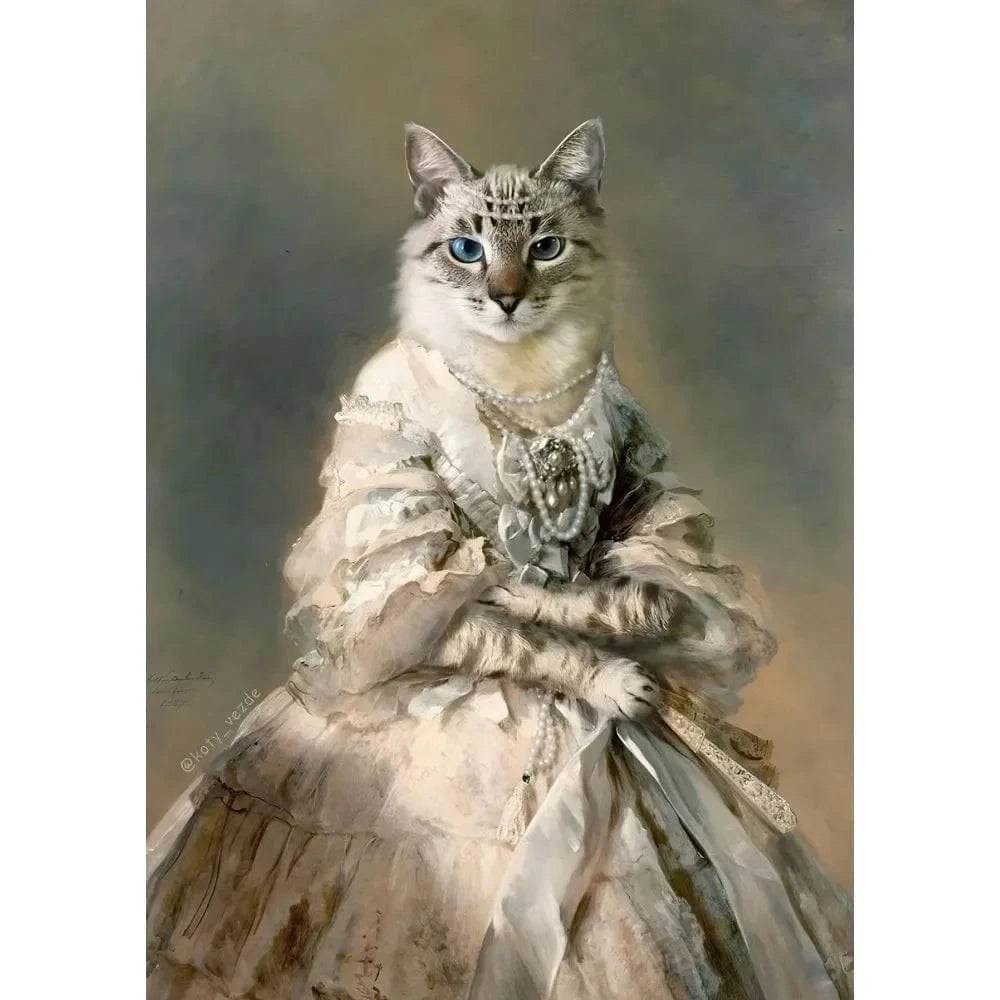 Affiche drôle chat Royal Renaissance – Art mural déco maison salon