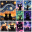 Peinture artistique ciel et chat noir – Décoration maison salon bar PawLuxe™