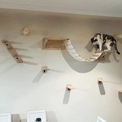 Étagères d'escalade murales pour chat – Hamac, griffoir, pont, escalier