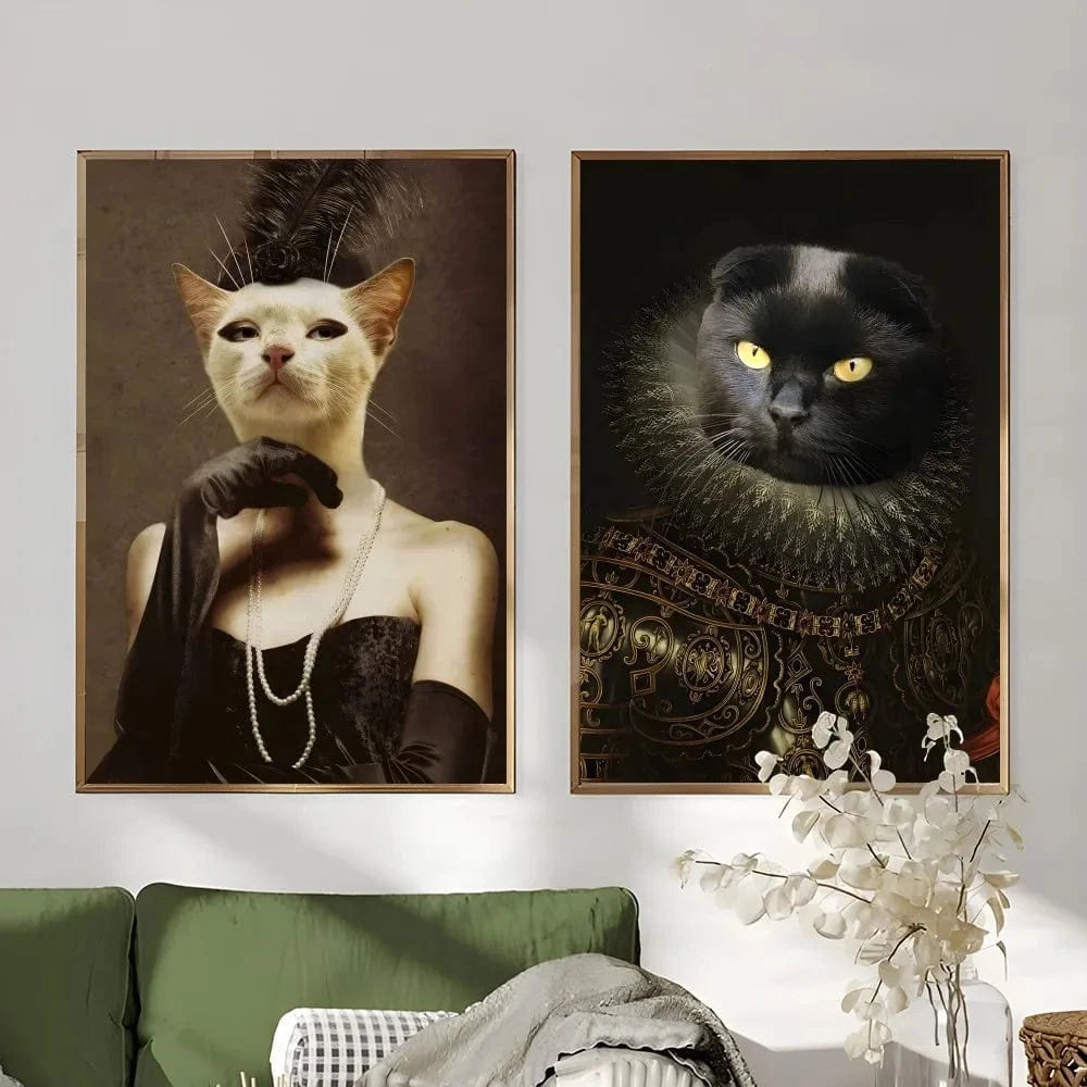 Affiche drôle chat Royal Renaissance – Art mural déco maison salon