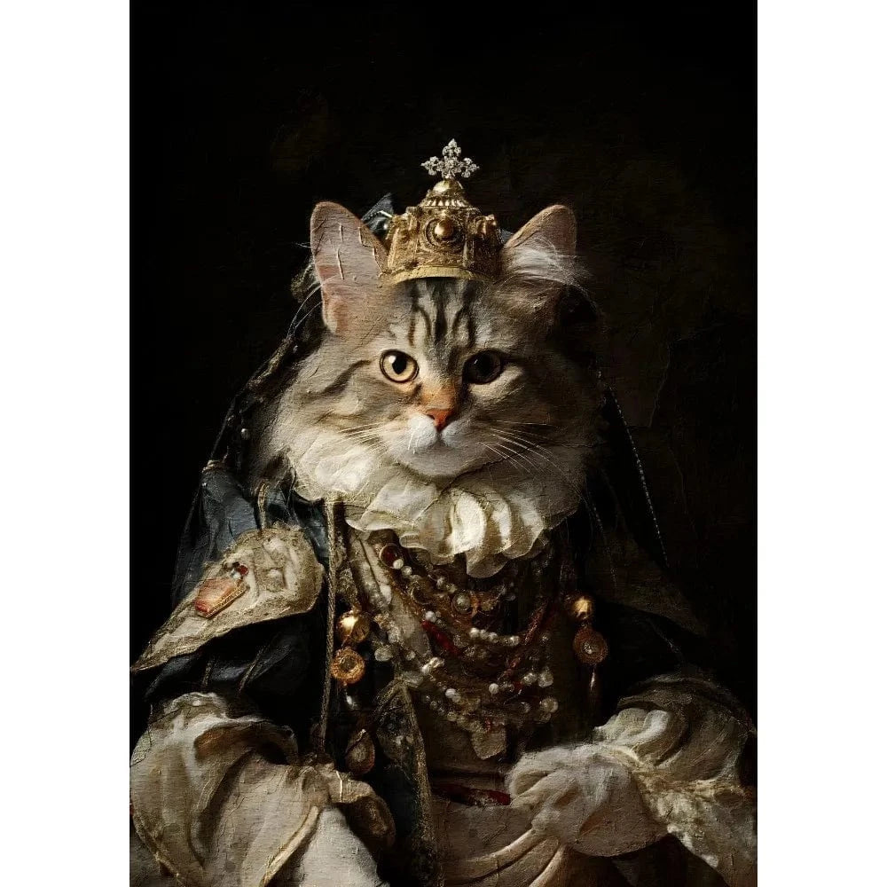 Affiche drôle chat Royal Renaissance – Art mural déco maison salon