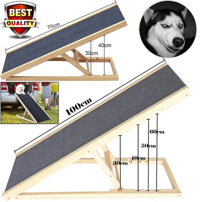 Rampe réglable en bois pour animaux – Escalier antidérapant pliable