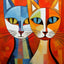 Affiche de chat en Patchwork, motif géométrique abstrait