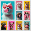 Affiche chien coloré Bubblegum – Samoyède, bouledogue, Corgi déco murale PawLuxe™