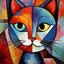 Affiche de chat en Patchwork, motif géométrique abstrait