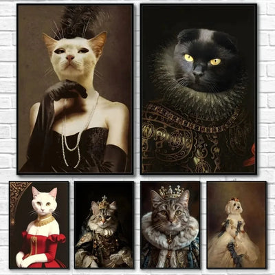Affiche drôle chat Royal Renaissance – Art mural déco maison salon